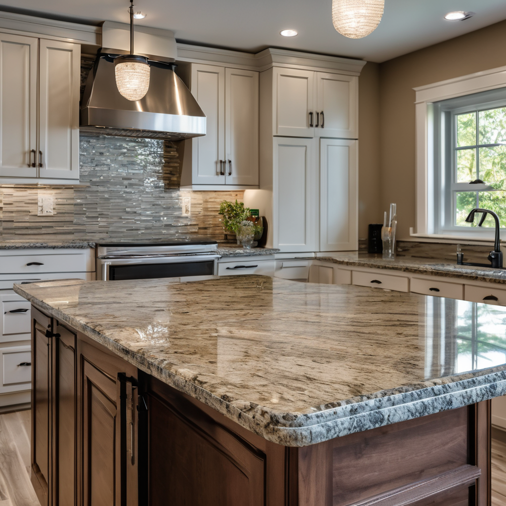 Kitchen renovation featuring new granite countertops installation